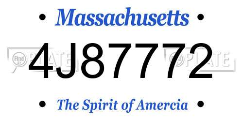 4J87772 Massachusetts License Plate