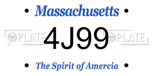 4J99 Massachusetts License Plate