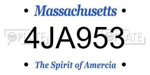 4JA953 Massachusetts License Plate