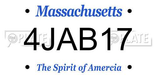 4JAB17 Massachusetts License Plate