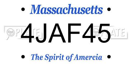 4JAF45 Massachusetts License Plate
