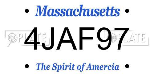 4JAF97 Massachusetts License Plate