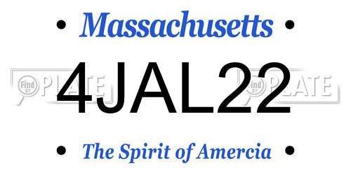 4JAL22 Massachusetts License Plate