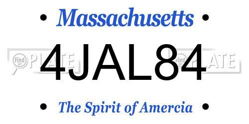4JAL84 Massachusetts License Plate