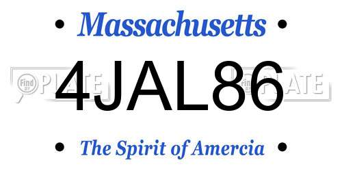 4JAL86 Massachusetts License Plate