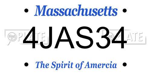 4JAS34 Massachusetts License Plate
