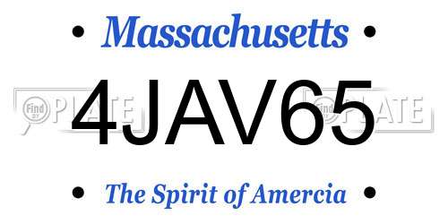 4JAV65 Massachusetts License Plate