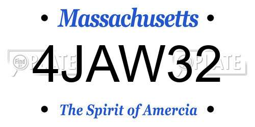 4JAW32 Massachusetts License Plate