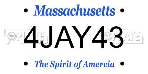4JAY43 Massachusetts License Plate