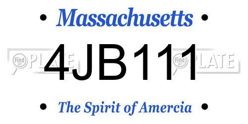 4JB111 Massachusetts License Plate