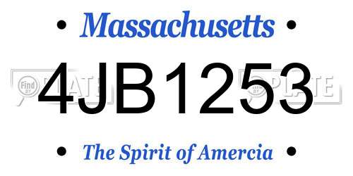 4JB1253 Massachusetts License Plate