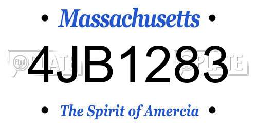 4JB1283 Massachusetts License Plate