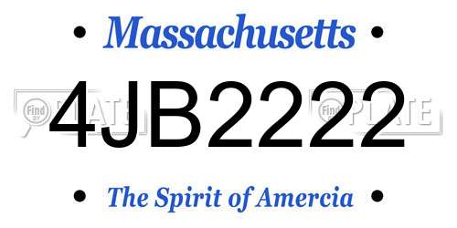 4JB2222 Massachusetts License Plate