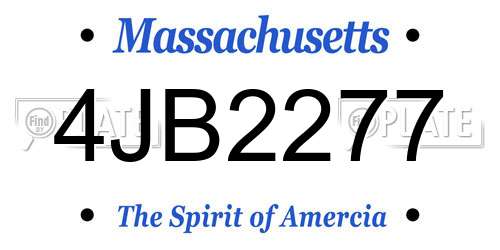 4JB2277 Massachusetts License Plate