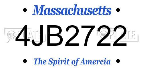 4JB2722 Massachusetts License Plate