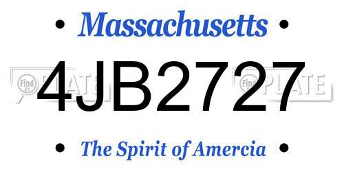 4JB2727 Massachusetts License Plate