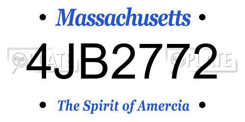 4JB2772 Massachusetts License Plate