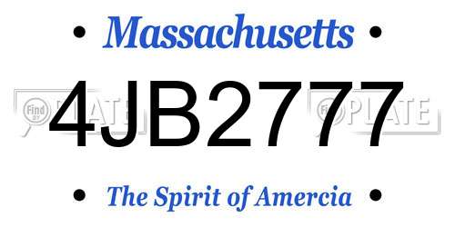 4JB2777 Massachusetts License Plate