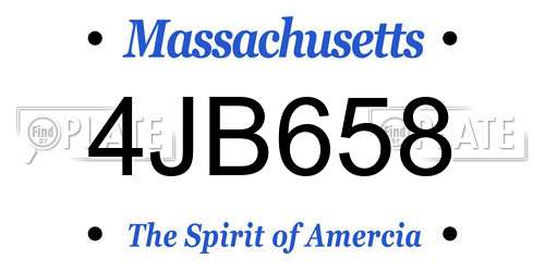 4JB658 Massachusetts License Plate