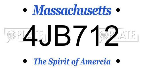4JB712 Massachusetts License Plate