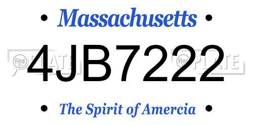 4JB7222 Massachusetts License Plate