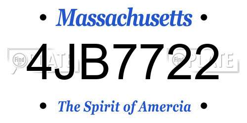 4JB7722 Massachusetts License Plate