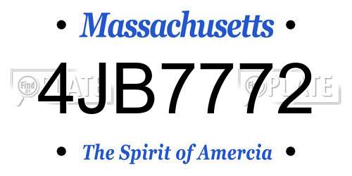 4JB7772 Massachusetts License Plate