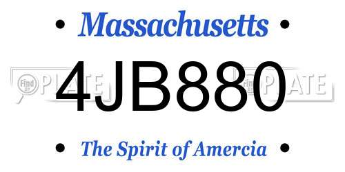 4JB880 Massachusetts License Plate