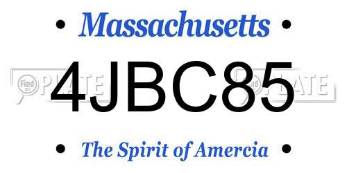 4JBC85 Massachusetts License Plate