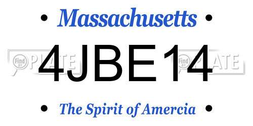 4JBE14 Massachusetts License Plate