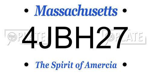 4JBH27 Massachusetts License Plate