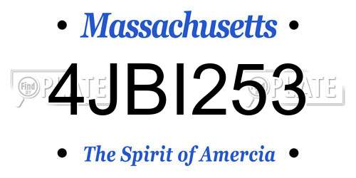 4JBI253 Massachusetts License Plate