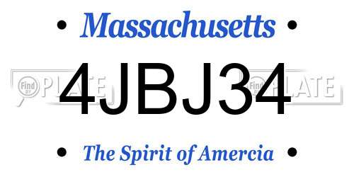 4JBJ34 Massachusetts License Plate
