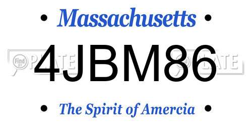 4JBM86 Massachusetts License Plate