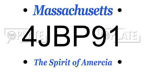 4JBP91 Massachusetts License Plate