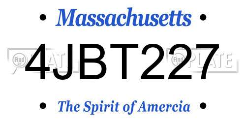 4JBT227 Massachusetts License Plate