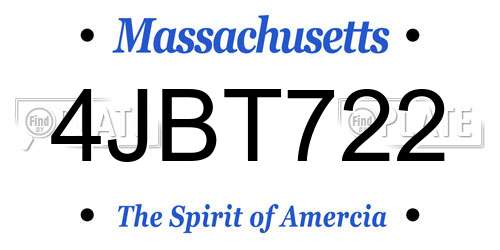 4JBT722 Massachusetts License Plate