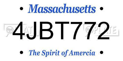 4JBT772 Massachusetts License Plate