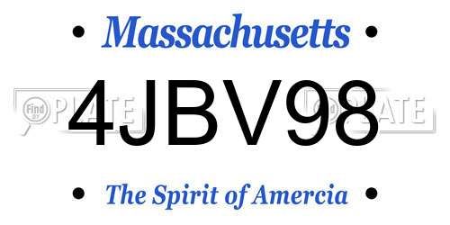 4JBV98 Massachusetts License Plate