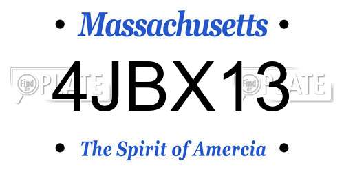4JBX13 Massachusetts License Plate