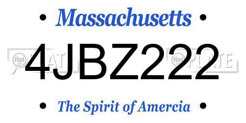 4JBZ222 Massachusetts License Plate
