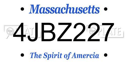 4JBZ227 Massachusetts License Plate