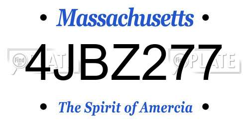 4JBZ277 Massachusetts License Plate
