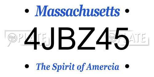 4JBZ45 Massachusetts License Plate