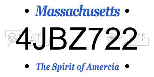 4JBZ722 Massachusetts License Plate