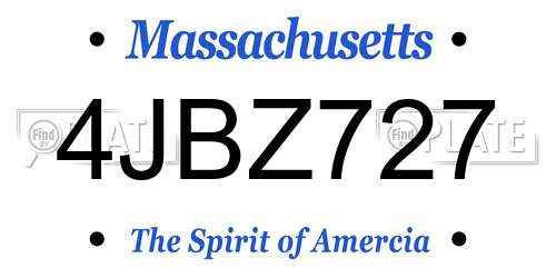 4JBZ727 Massachusetts License Plate