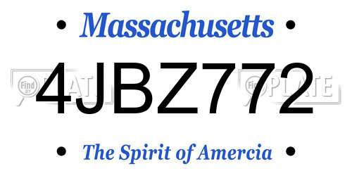 4JBZ772 Massachusetts License Plate