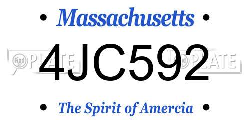 4JC592 Massachusetts License Plate