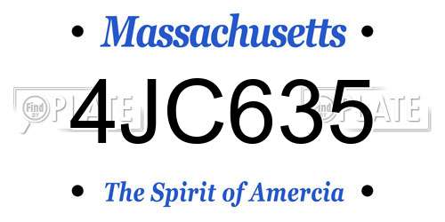 4JC635 Massachusetts License Plate