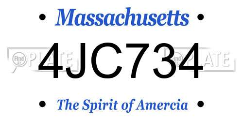 4JC734 Massachusetts License Plate